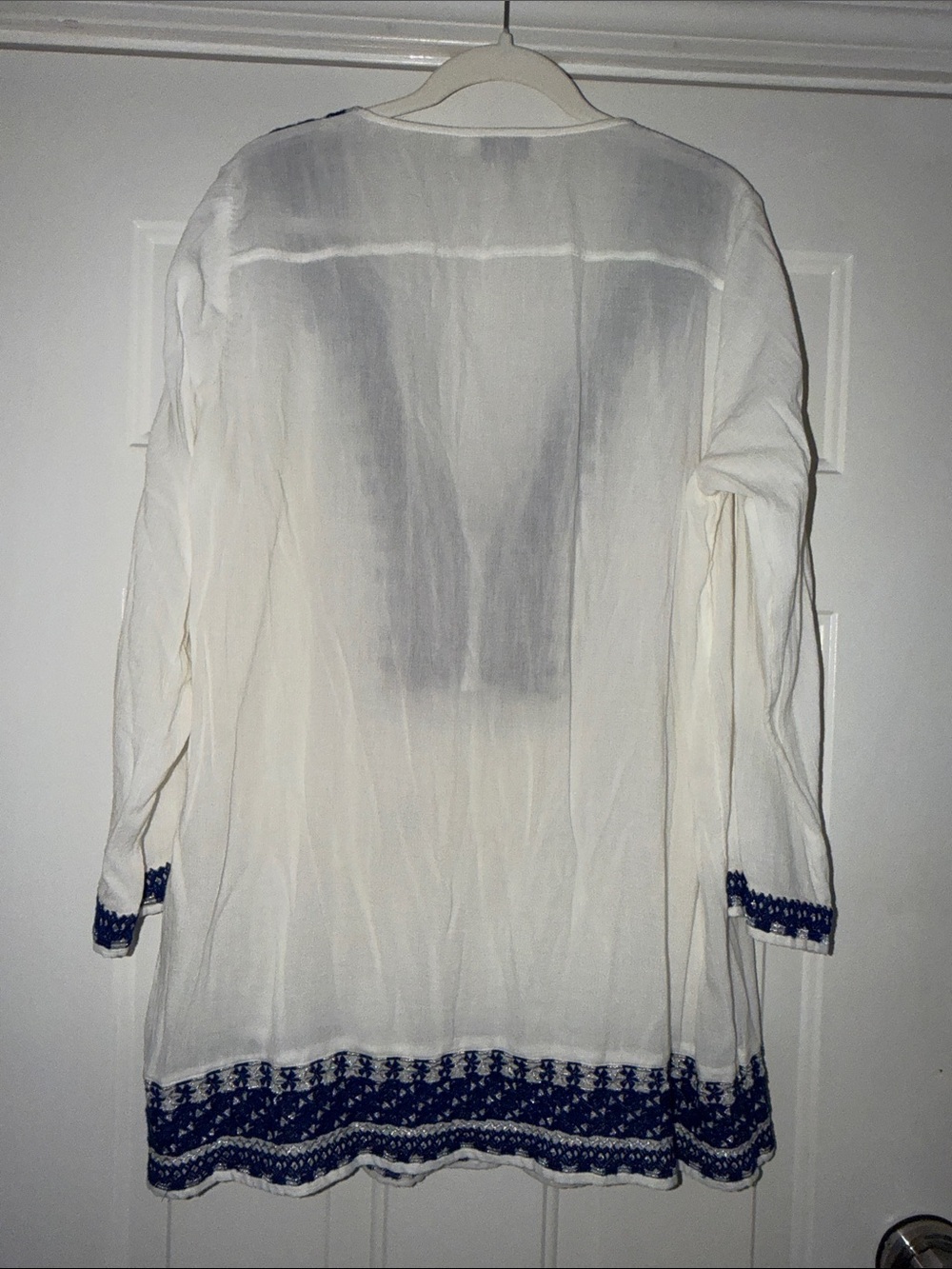 Vineyard Vines XL White Tunic Swim Cover Up Navy Embroidery with Tassels - Picture 3 of 6